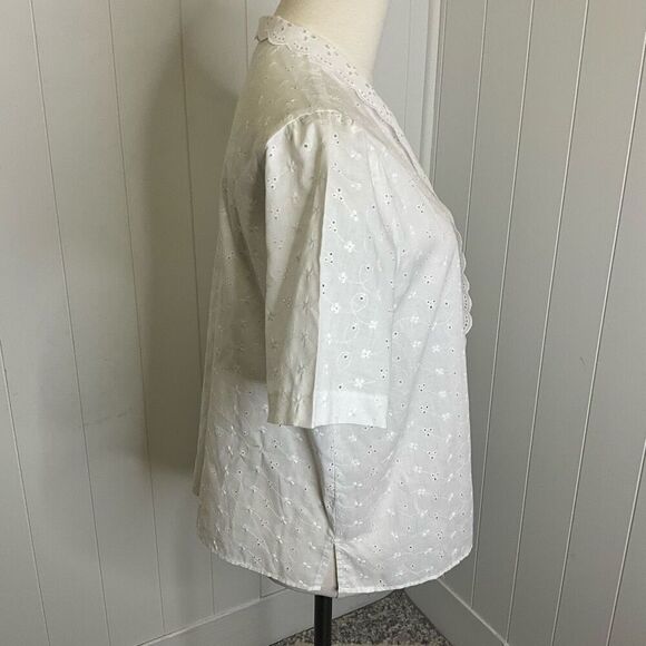 Vintage Vicki Wayne’s Women’s Large White Lace Detail Short Sleeve Top Shirt - Picture 5 of 14